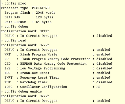 Screenshot: gpicd-cmd interactive operations