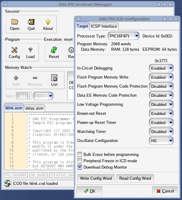 GPICD - Configuration Window